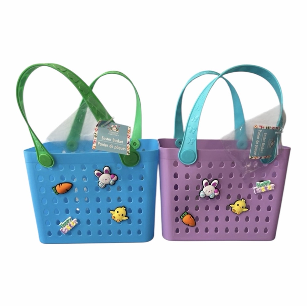 Mini Tote Baskets with Charms Set of 2